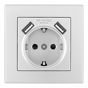 Розетка с заземлением и со шторкой и 2хUSB Arte Milano SET06-1 SET06-1-47-1 silver цвет Серебро-1