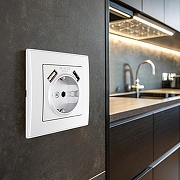 Розетка с заземлением и со шторкой и 2хUSB Arte Milano SET06-1 SET06-1-47-1 silver цвет Серебро-2