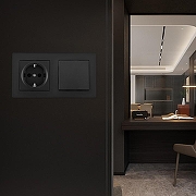 Блок с розеткой и выключателем Arte Milano SET06-2 SET06-2-30-1-40-1 black цвет Черный-2