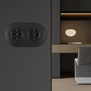 Розетка с заземлением и со шторкой Arte Milano SET08-2 SET08-2-40-1x2 black цвет Черный-1