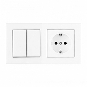 Блок с розеткой и выключателем Arte Milano SET06-2 SET06-2-30-2-40-1 white цвет Белый