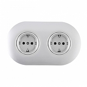 Розетка с заземлением и со шторкой Arte Milano SET08-2 SET08-2-40-1x2 silver цвет Серебро