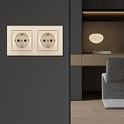 Розетка с заземлением и со шторкой Arte Milano SET06-2 SET06-2-40-1x2 shampan цвет Бежевый-1