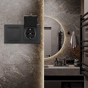 Розетка влагозащищенная с заземлением и со шторкой с крышкой Arte Milano SET06-2 SET06-2-41-1x2 black цвет Черный-2