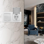 Розетка влагозащищенная с заземлением и со шторкой с крышкой Arte Milano SET06-2 SET06-2-41-1x2 silver цвет Серебро-1