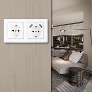 Розетка с заземлением и со шторкой и 2хUSB Arte Milano SET06-2 SET06-2-47-1-40-1 white цвет Белый-1