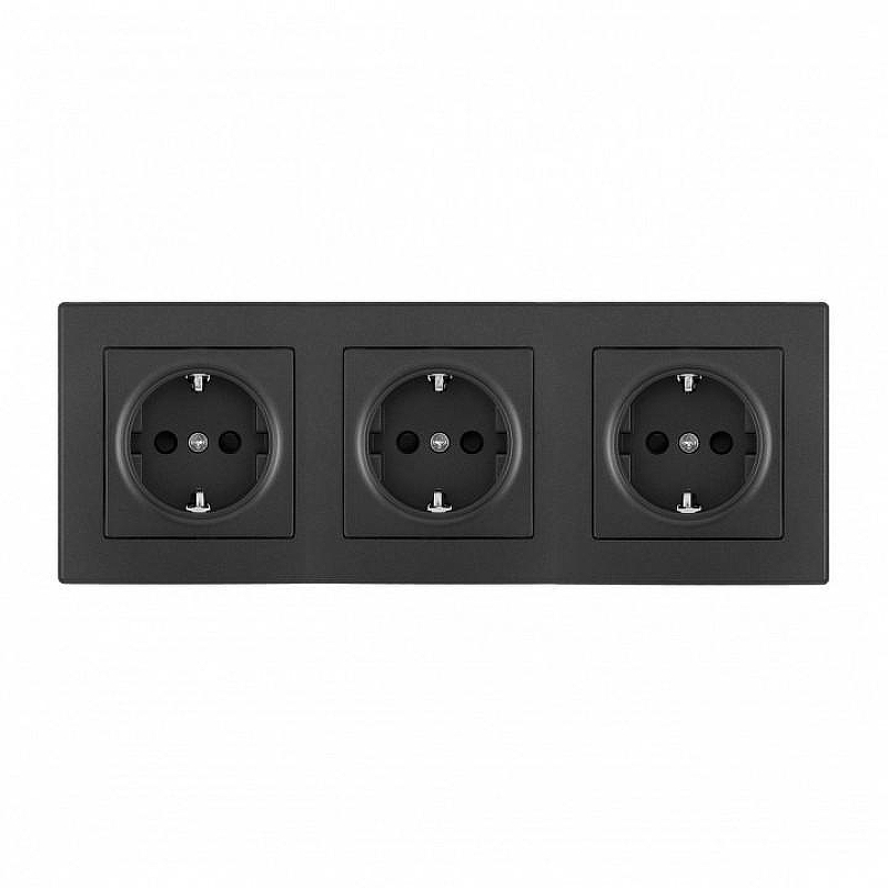 Розетка с заземлением и со шторкой Arte Milano SET06-3 SET06-3-40-1x3 black 