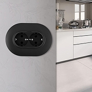 Розетка двойная с заземлением и со шторкой Arte Milano SET08-2 SET08-double-40-2 black цвет Черный-1