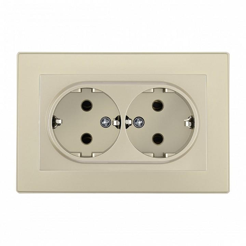 Розетка двойная с заземлением и со шторкой Arte Milano SET06-2 SET06-double-40-2 shampan 