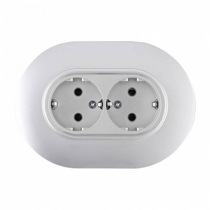 Розетка двойная с заземлением и со шторкой Arte Milano SET08-2 SET08-double-40-2 silver 