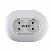 Розетка двойная с заземлением и со шторкой Arte Milano SET08-2 SET08-double-40-2 silver цвет Серебро