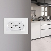 Розетка двойная с заземлением и со шторкой Arte Milano SET06-2 SET06-double-40-2 white цвет Белый-1