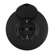 Розетка с заземлением и шторкой, с крышкой Arte Milano SET08-1 SET08-1-41-1 black цвет черный