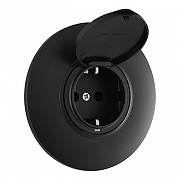 Розетка с заземлением и шторкой, с крышкой Arte Milano SET08-1 SET08-1-41-1 black цвет черный-2