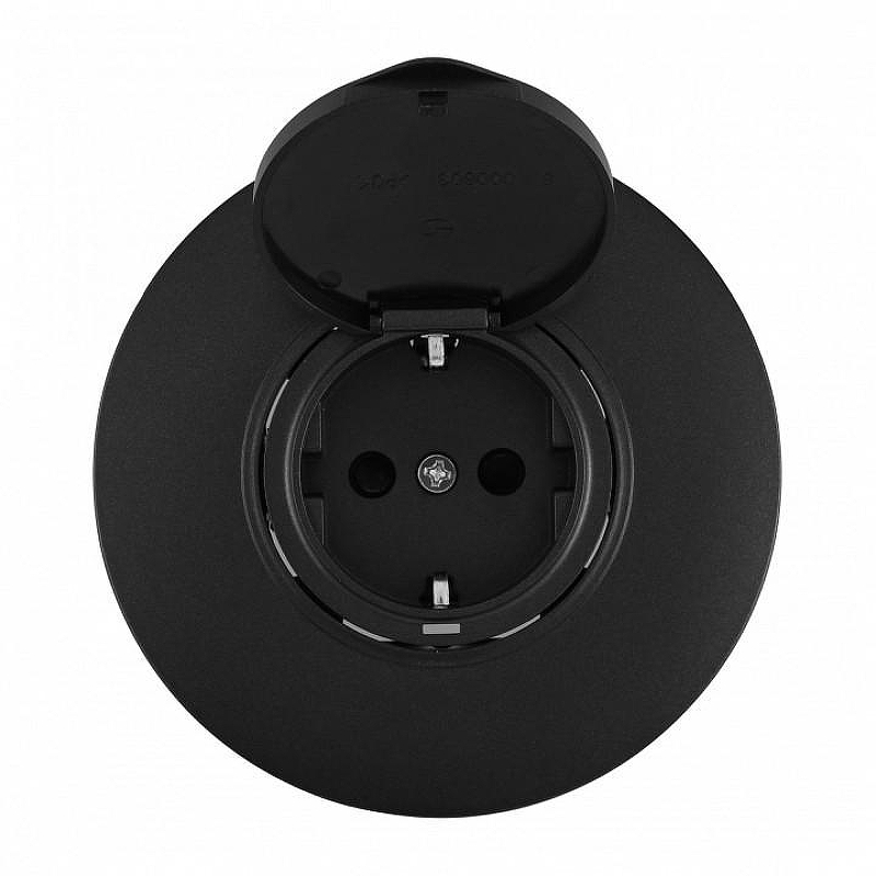 Розетка с заземлением и шторкой, с крышкой Arte Milano SET08-1 SET08-1-41-1 black 