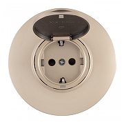 Розетка с заземлением и шторкой, с крышкой Arte Milano SET08-1 SET08-1-41-1 shampan цвет шампань