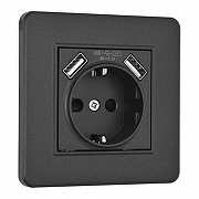 Розетка с заземлением и со шторкой и 2хUSB Arte Milano SET16-1 SET16-1-47-1 black цвет Черный