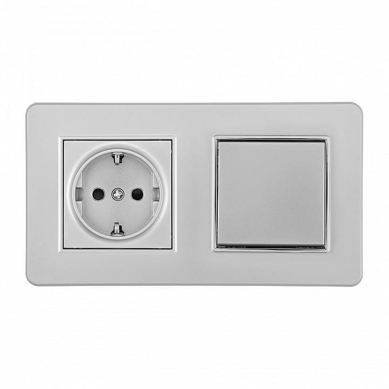 Блок с розеткой и выключателем Arte Milano SET16-2 SET16-2-40-1-30-1 silver 