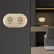 Розетка с заземлением и со шторкой Arte Milano SET08-2 SET08-2-40-1x2 shampan цвет Бежевый-1