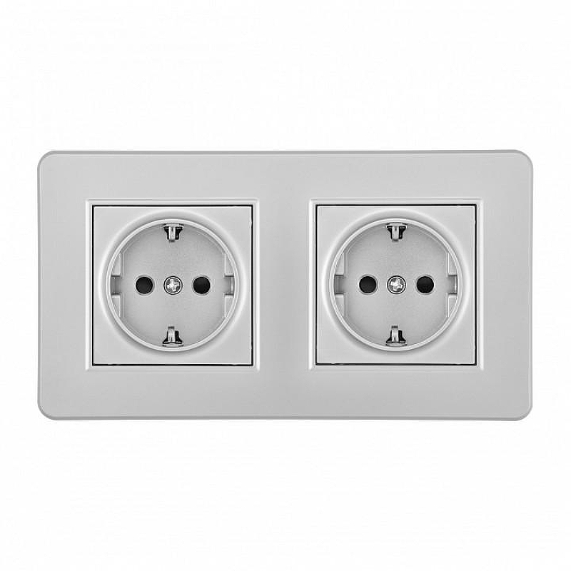 Розетка с заземлением и со шторкой Arte Milano SET16-2 SET16-2-40-1x2 silver 