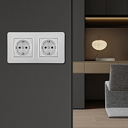 Розетка с заземлением и со шторкой Arte Milano SET16-2 SET16-2-40-1x2 silver цвет Серебро-1