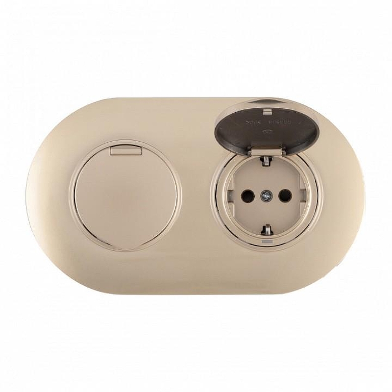 Розетка с заземлением и шторкой, с крышкой Arte Milano SET08-2 SET08-2-41-1x2 shampan 