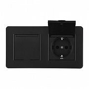 Розетка с заземлением и шторкой, с крышкой Arte Milano SET16-2 SET16-2-41-1x2 black цвет Черный