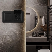 Розетка с заземлением и шторкой, с крышкой Arte Milano SET16-2 SET16-2-41-1x2 black цвет Черный-1