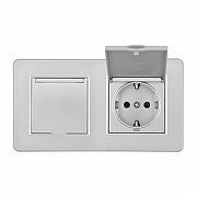 Розетка с заземлением и шторкой, с крышкой Arte Milano SET16-2 SET16-2-41-1x2 silver цвет Серебро