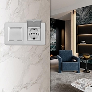 Розетка с заземлением и шторкой, с крышкой Arte Milano SET16-2 SET16-2-41-1x2 silver цвет Серебро-1