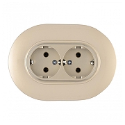 Розетка двойная с заземлением и со шторкой Arte Milano SET08-2 SET08-double-40-2 shampan цвет шампань