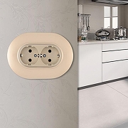 Розетка двойная с заземлением и со шторкой Arte Milano SET08-2 SET08-double-40-2 shampan цвет Бежевый-1