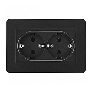 Розетка двойная с заземлением и со шторкой Arte Milano SET16-2 SET16-double-40-2 black цвет черный