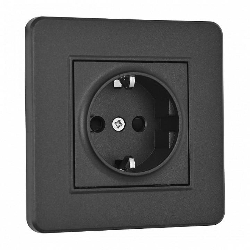 Розетка с заземлением и со шторкой Arte Milano SET16-1 SET16-1-40-1 black 