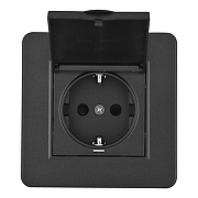 Розетка с заземлением и шторкой, с крышкой Arte Milano SET16-1 SET16-1-41-1 black цвет черный-1