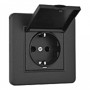 Розетка с заземлением и шторкой, с крышкой Arte Milano SET16-1 SET16-1-41-1 black цвет Черный-2
