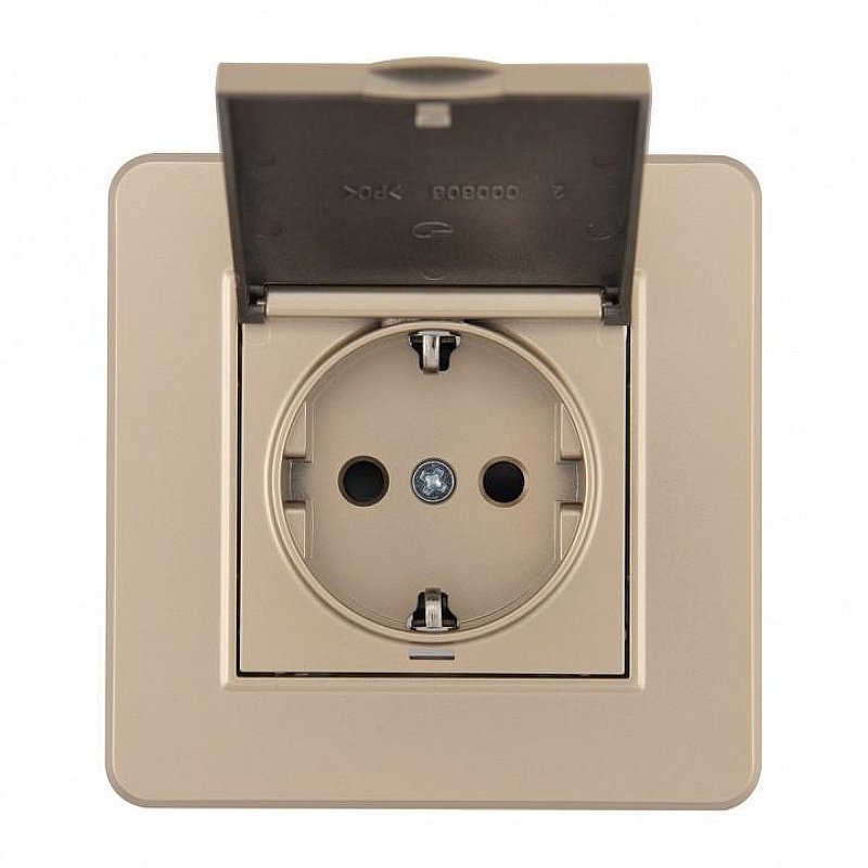 Розетка с заземлением и шторкой, с крышкой Arte Milano SET16-1 SET16-1-41-1 shampan 