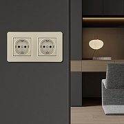 Розетка с заземлением и со шторкой Arte Milano SET16-2 SET16-2-40-1x2 shampan цвет Бежевый-1