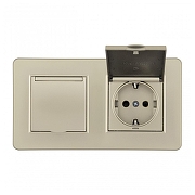 Розетка с заземлением и шторкой, с крышкой Arte Milano SET16-2 SET16-2-41-1x2 shampan цвет шампань