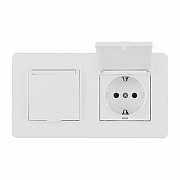 Розетка с заземлением и шторкой, с крышкой Arte Milano SET16-2 SET16-2-41-1x2 white цвет Белый