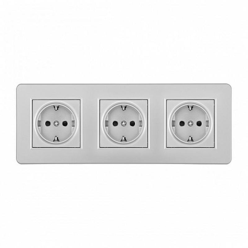 Розетка с заземлением и со шторкой Arte Milano SET16-3 SET16-3-40-1x3 silver 