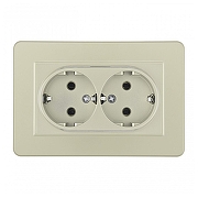 Розетка двойная с заземлением и со шторкой Arte Milano SET16-2 SET16-double-40-2 shampan цвет шампань