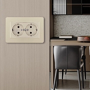 Розетка двойная с заземлением и со шторкой Arte Milano SET16-2 SET16-double-40-2 shampan цвет Бежевый-1