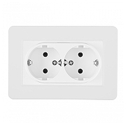 Розетка двойная с заземлением и со шторкой Arte Milano SET16-2 SET16-double-40-2 white цвет белый