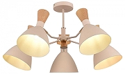Люстра на штанге EVOLUCE VISTA SLE1256-502-05 цвет плафона/подвески Бежевый, Коричневый, цвет арматуры Бежевый, Латунь-5