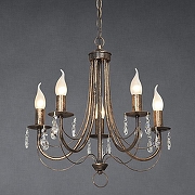 Люстра Vitaluce V1249 V1253/5 цвет плафона/подвески Прозрачный, цвет арматуры Черный, Золото-2