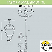 Фонарный столб Fumagalli Simon U33.205.M30.AXH27 цвет плафона/подвески Прозрачный, цвет арматуры Черный-5