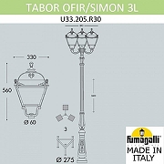 Фонарный столб Fumagalli Simon U33.205.R30.AXH27 цвет плафона/подвески Прозрачный, цвет арматуры Черный-5