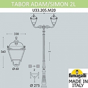 Фонарный столб Fumagalli Simon U33.205.M20.AXH27 цвет плафона/подвески Прозрачный, цвет арматуры Черный-7