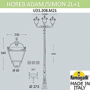 Фонарный столб Fumagalli Simon U33.208.M21.AXH27 цвет плафона/подвески Прозрачный, цвет арматуры Черный-4
